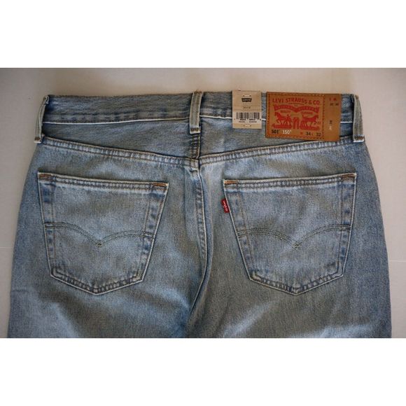 Levi’s 501 Men Sz 34x32 Blue When In Rome Originals Straight-Leg Denim Jeans - Picture 4 of 11